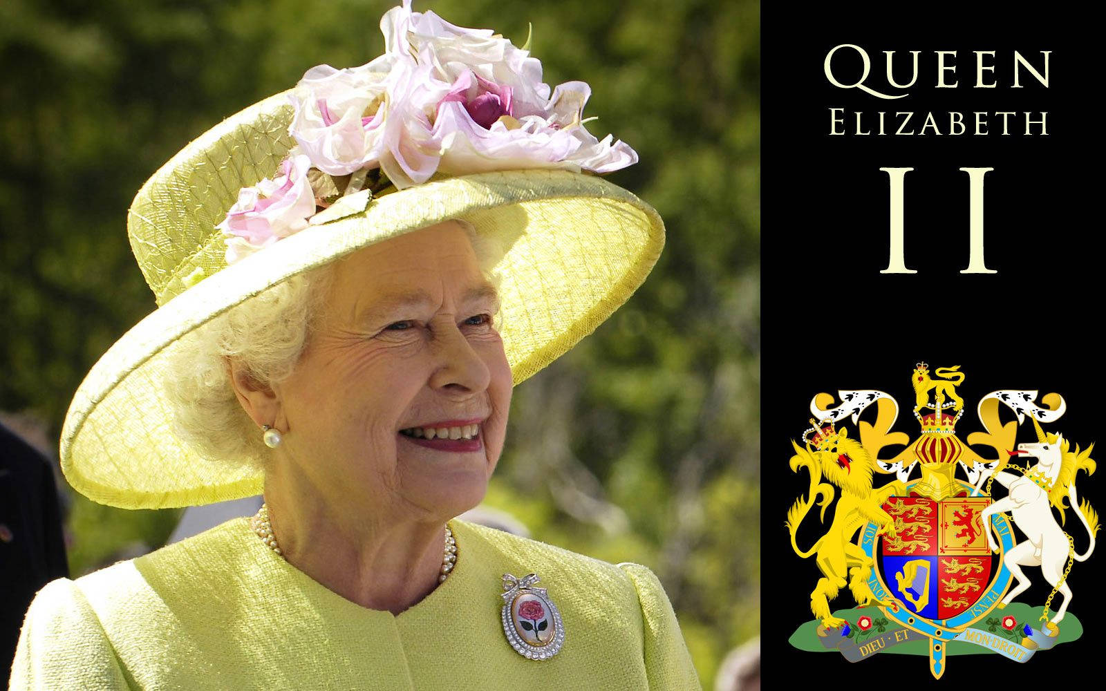Dronning Elizabeth Ii Med Emblem Wallpaper