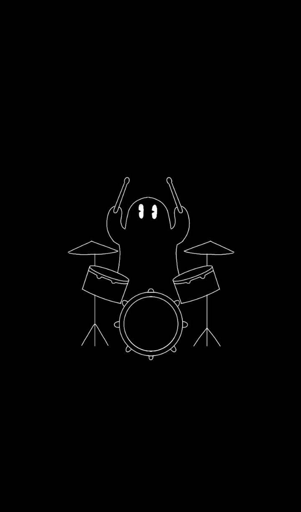 Drummer Ghost Aesthetic Black Wallpaper