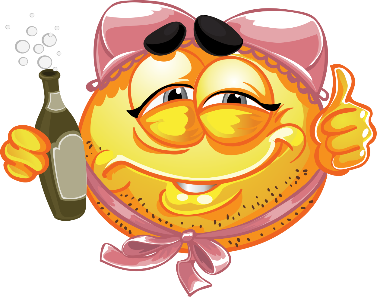 Drunk Emoji With Bottle PNG