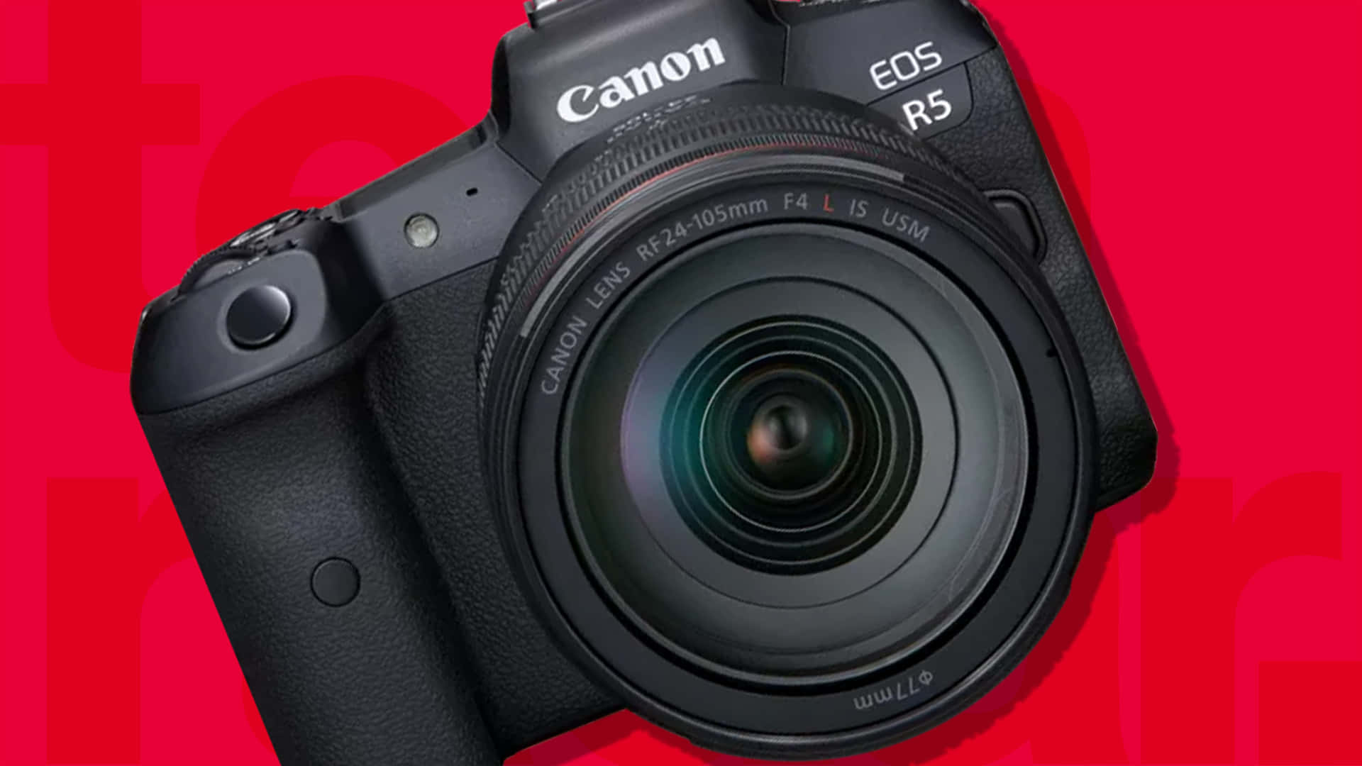 Canonr5 Kamera Med En Röd Bakgrund