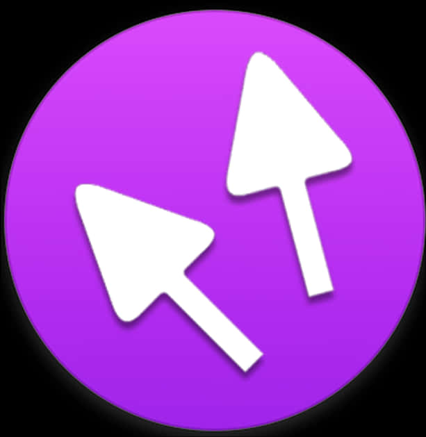 Dual Arrow Cursor Icon Purple Background PNG