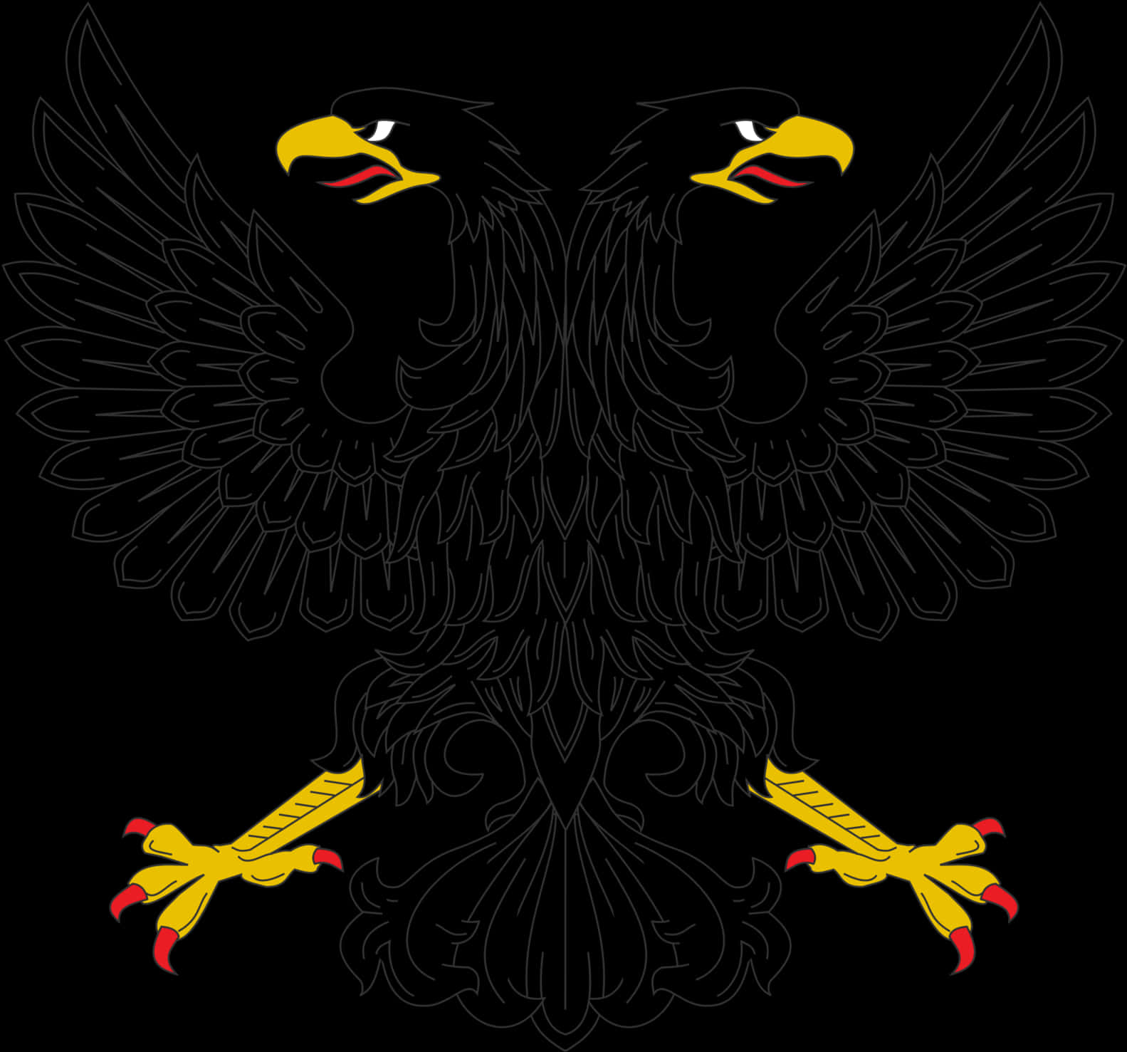 Dual Eagle Emblem Black Background PNG