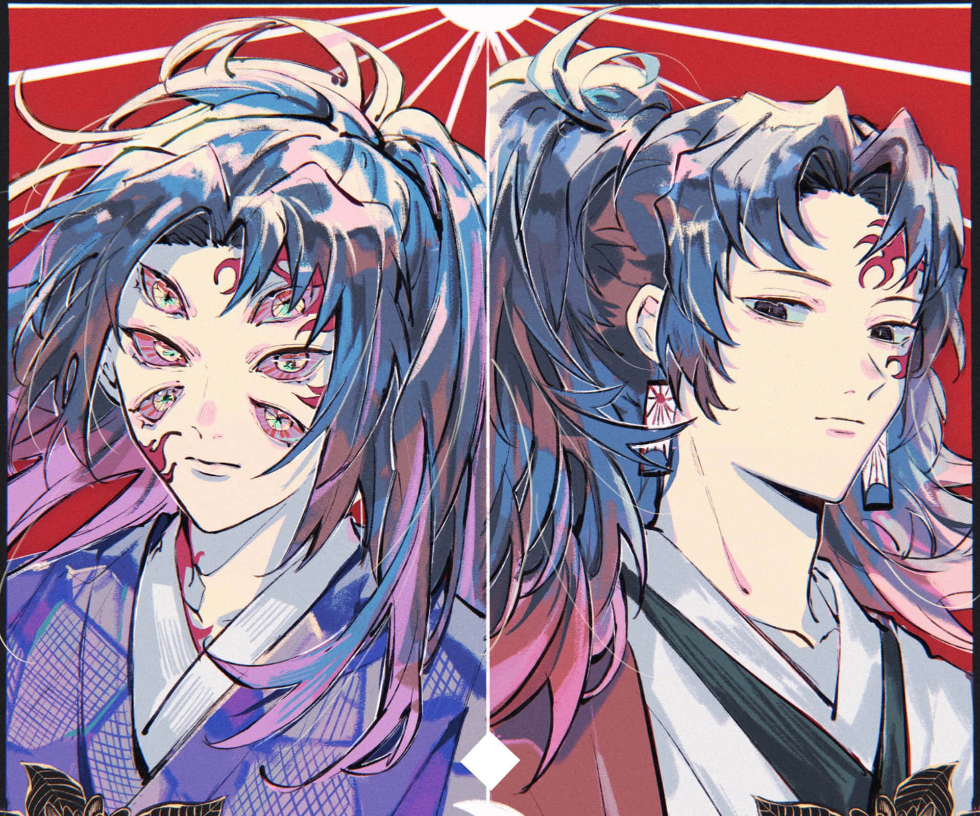 Dual Faced Demon Slayer Character Art Wallpaper