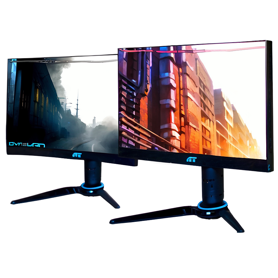 Dual Gaming Monitor Setup Png 06212024 PNG