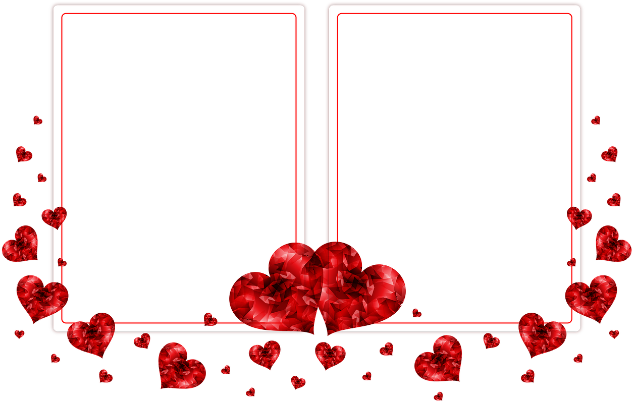 Dual Heart Love Photo Frame PNG