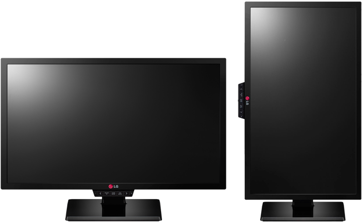 Dual L G Monitors Frontand Side View PNG