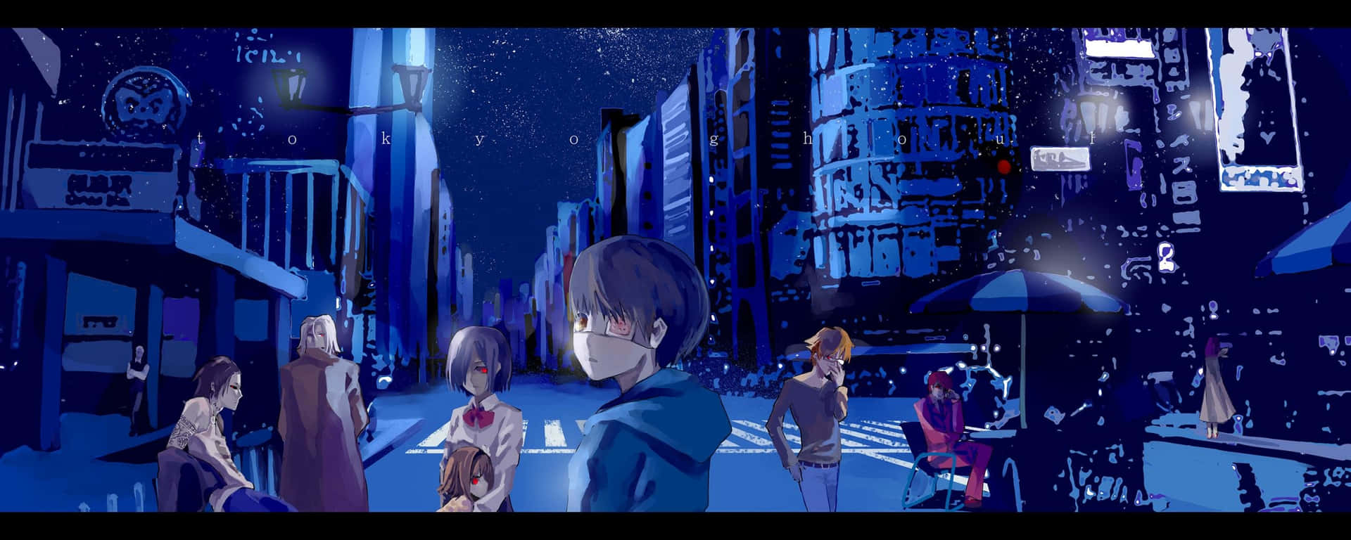 Fondode Pantalla De Anime Tokyo Ghoul:re Con Miembros De Anteiku Para Monitores Duales. Fondo de pantalla
