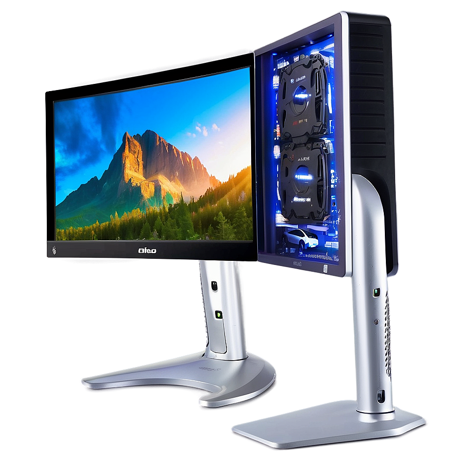 Dual Monitor Pc Setup Png 05062024 PNG