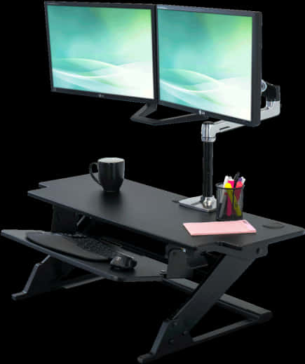 Dual Monitor Setup Standing Desk PNG