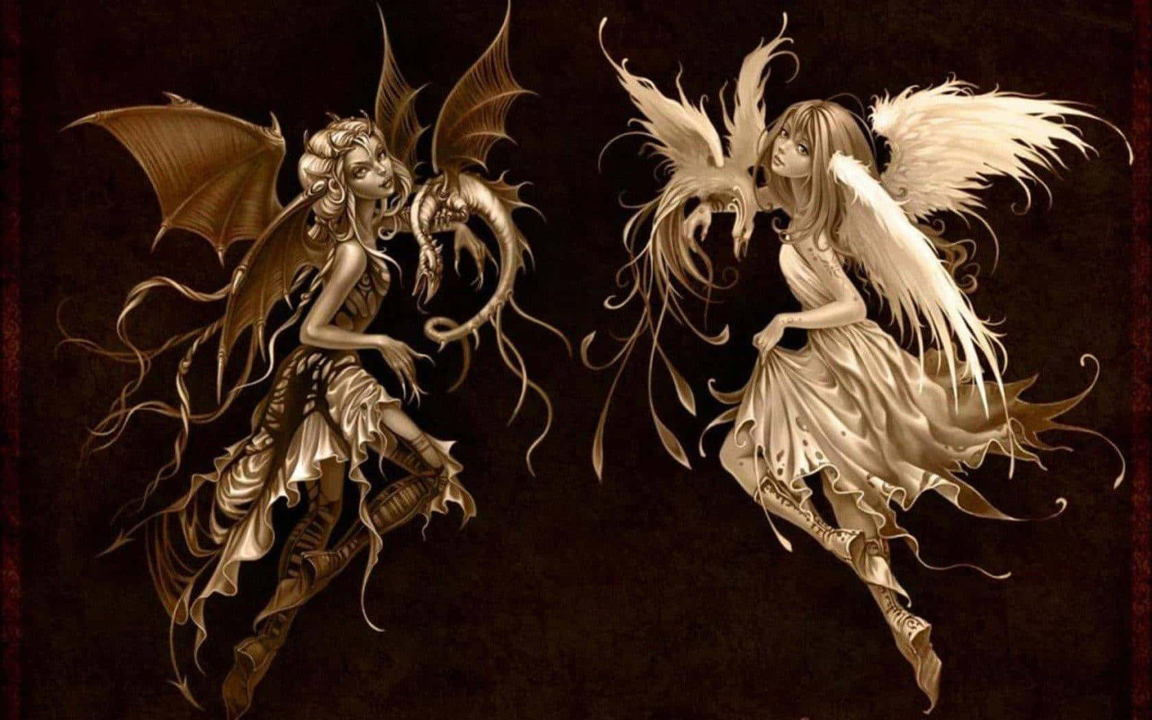 Dual Nature Angelic Demonic Artwork Wallpaper