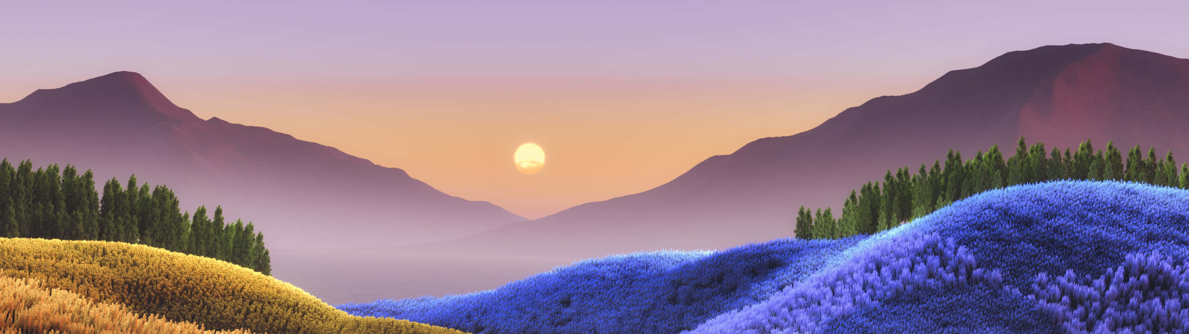 Serene Mountain Landscape Dual Screen Wallpaper