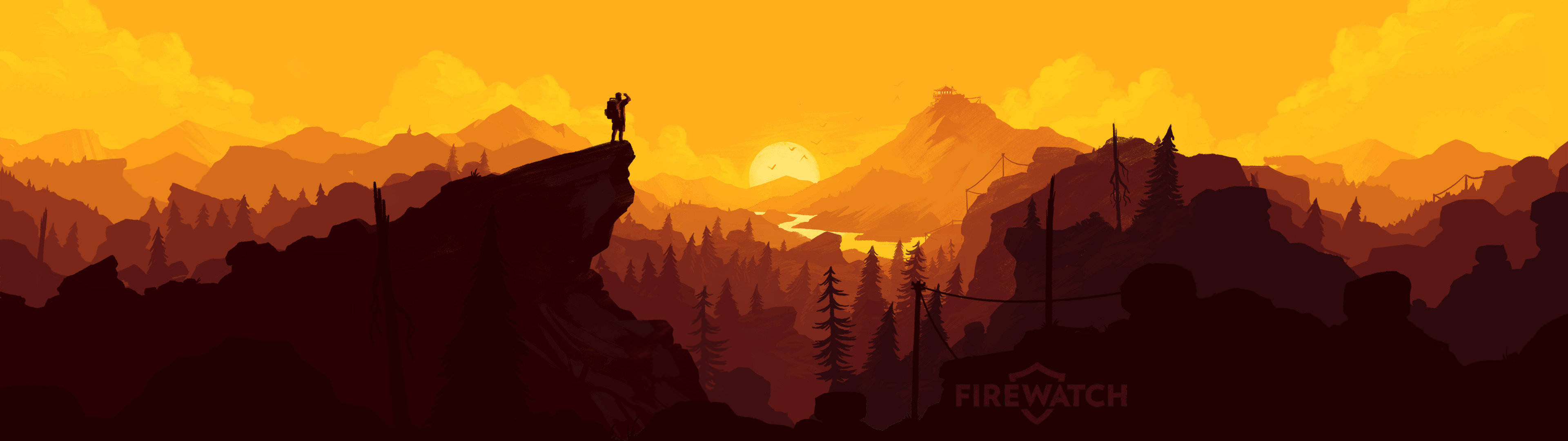 Get lost in the adventure of Dual Screen with Firewatch. Wallpaper