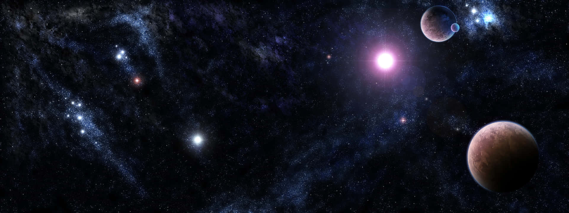 Umacena Espacial Com Vários Planetas E Estrelas Papel de Parede