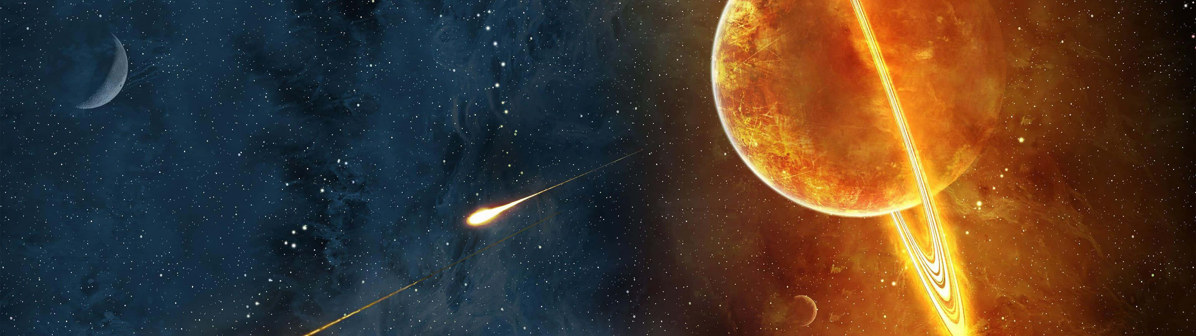 A Spaceship Is Flying Through Space Wallpaper