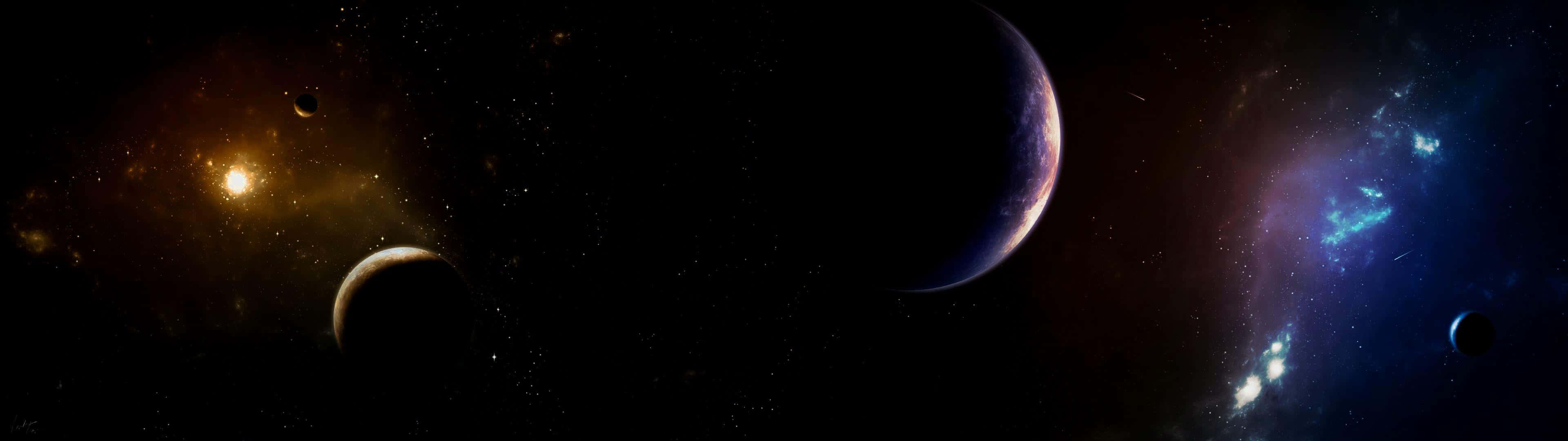 A Space Scene With Planets And Stars Wallpaper