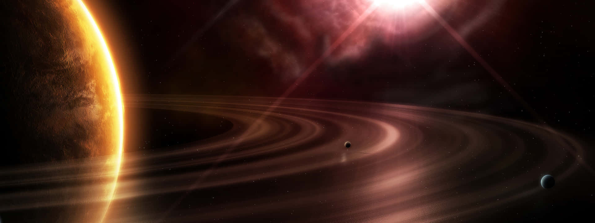 Dubbelskärmyta Rymdplaneten Saturnus Närshotsbild. Wallpaper