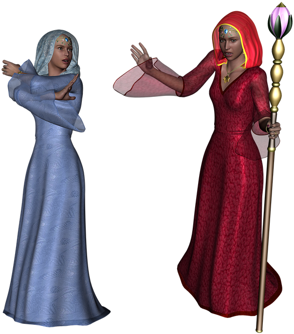 Dual Sorceresses Fantasy Art PNG