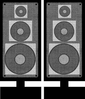 Dual Speaker System Blackand White PNG