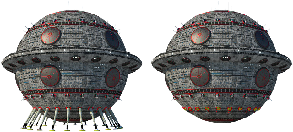 Dual Spherical Spaceships Design PNG