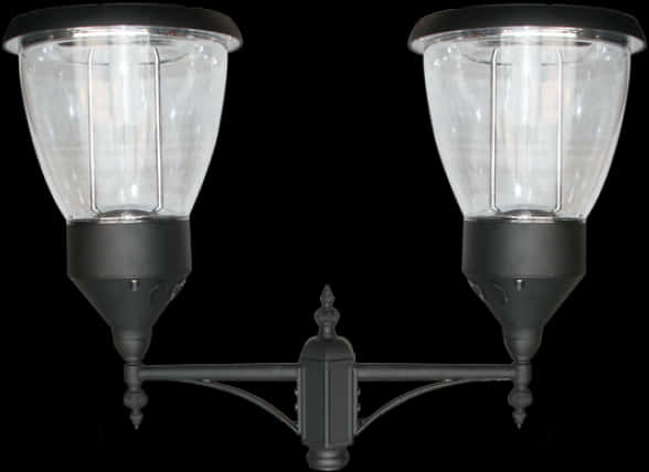 Dual Street Lamps Illuminated PNG