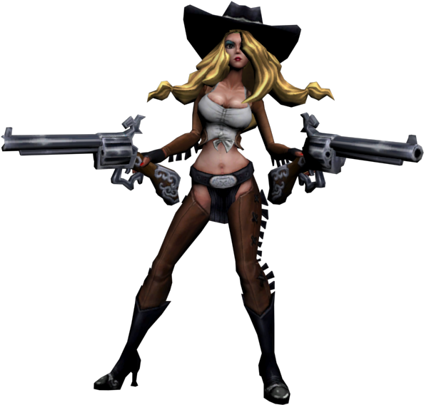 Dual Wielding Cowgirl Character PNG