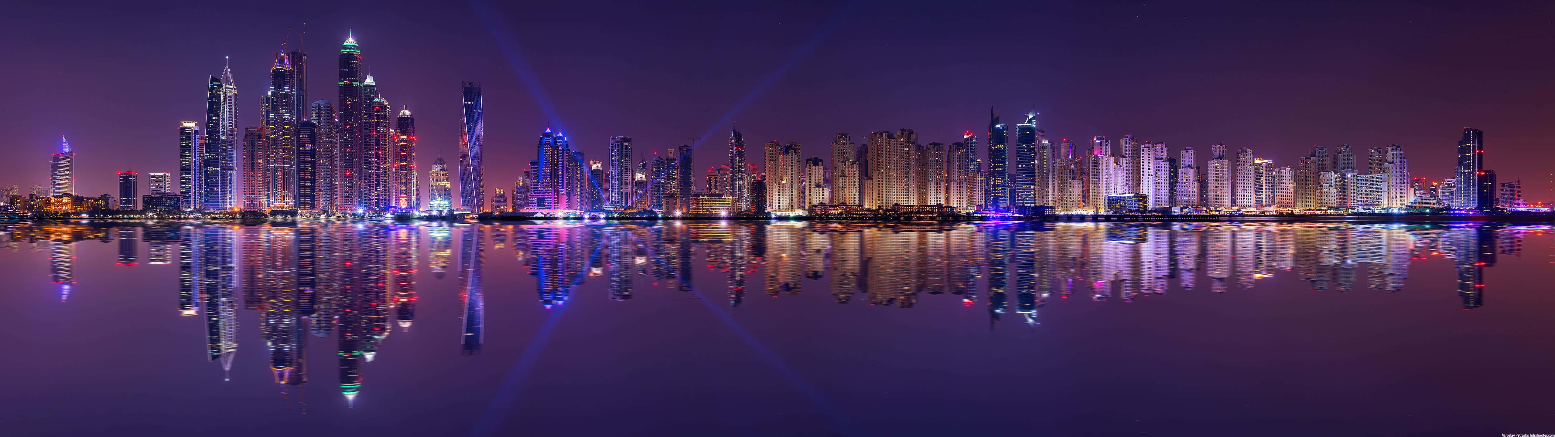 Dubai Marina Night Panorama Wallpaper