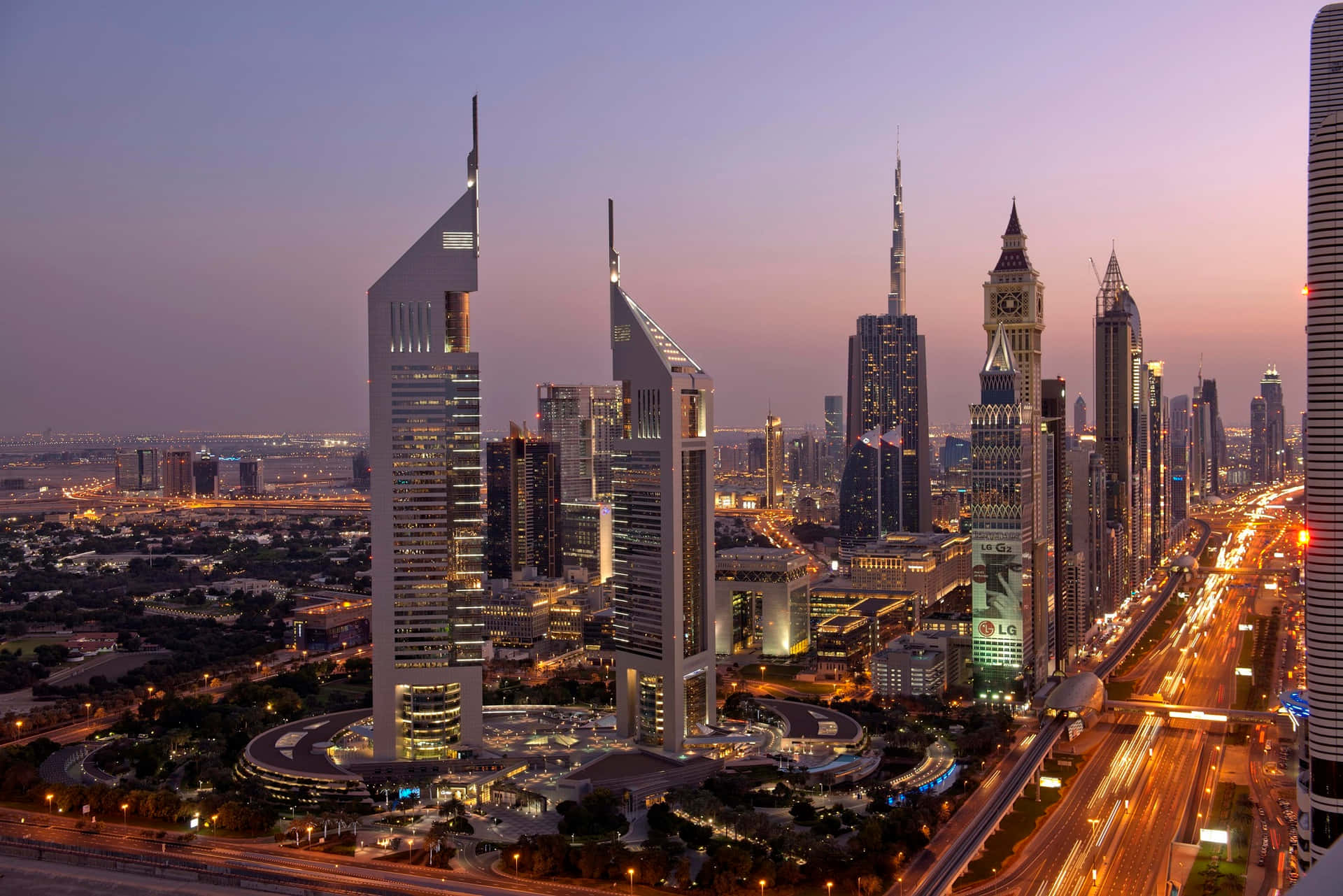 A view of the modern skyline of Dubai, United Arab Emirates