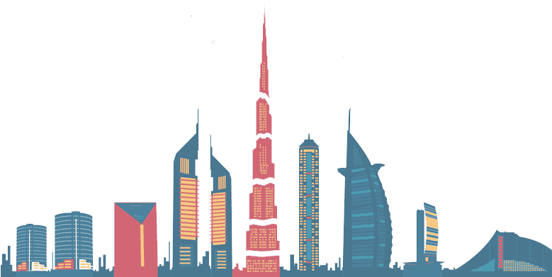 Dubai Skyline Vector Illustration PNG
