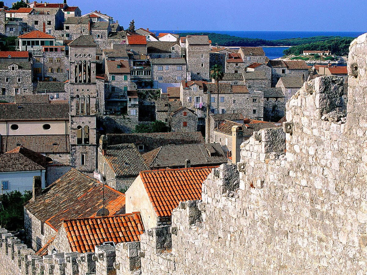 Dubrovnik Befæstede By Mure Landskab Tapet Wallpaper