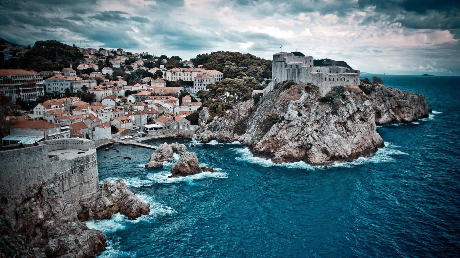 Dubrovnik On Top Of Jagged Cliffs Wallpaper