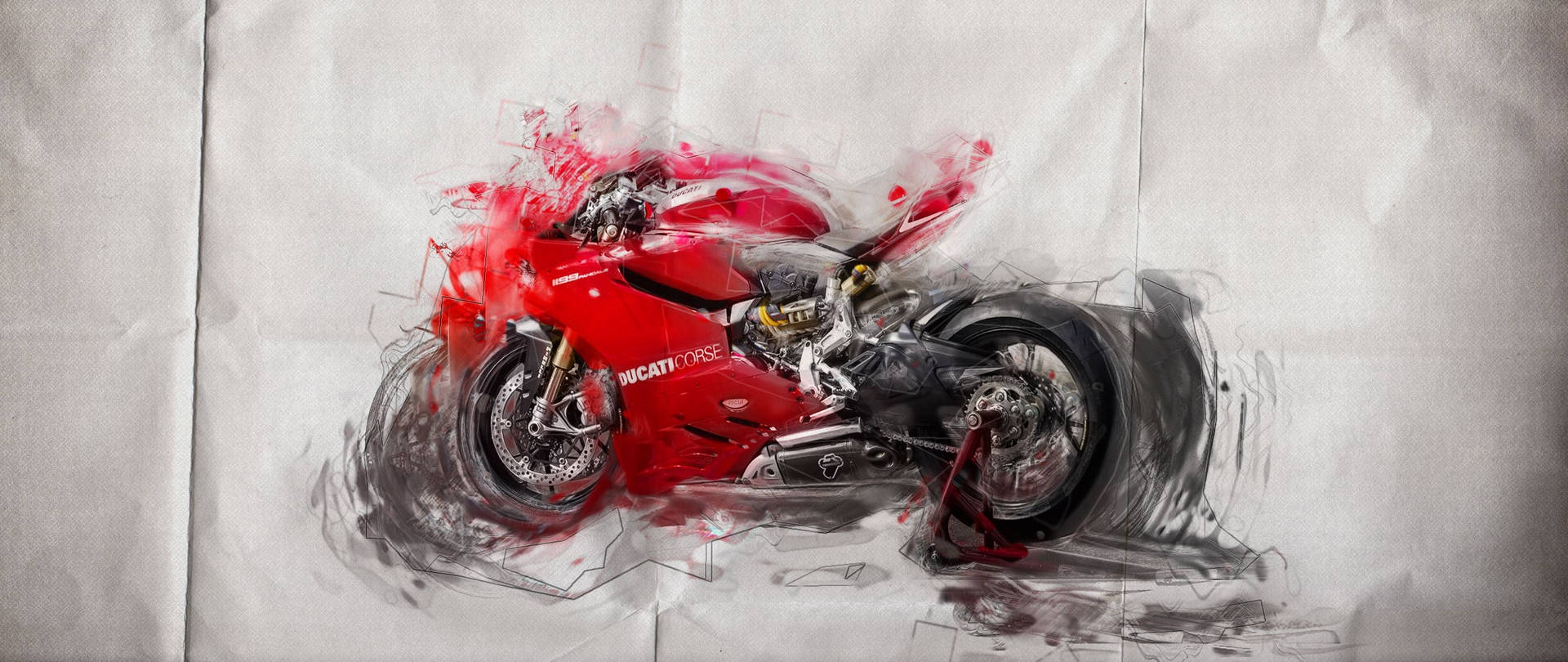 Ilustraciónde Una Moto Roja Ducati Corse Fondo de pantalla