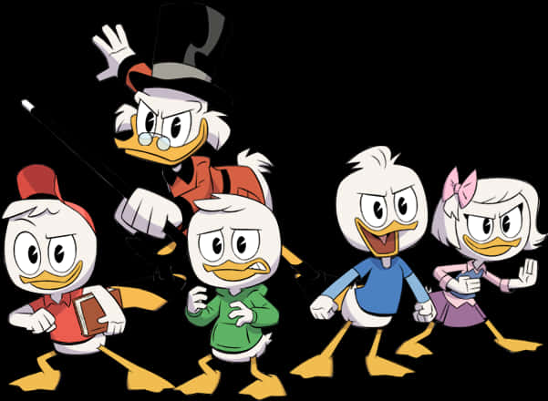 Duck Tales Characters Adventure Pose PNG
