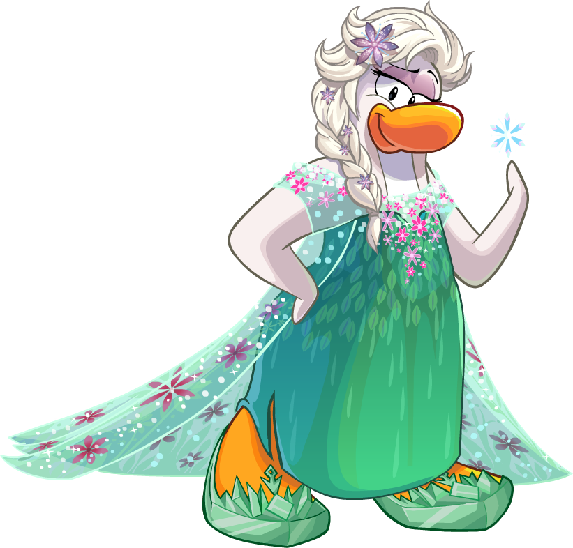 Duck_ Character_ Dressed_as_ Elsa PNG