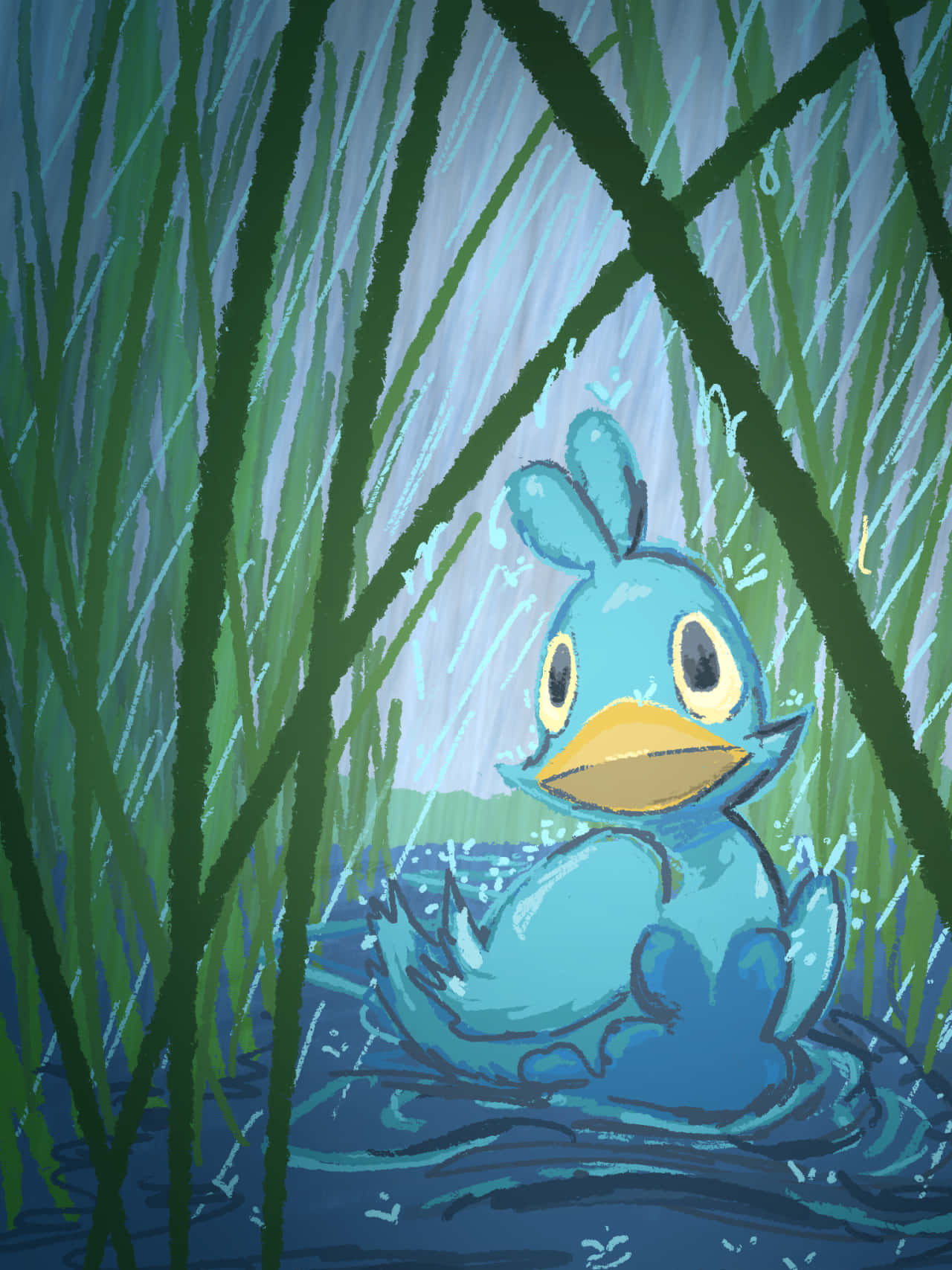 Ducklett Drawing With Tall Grass Wallpaper