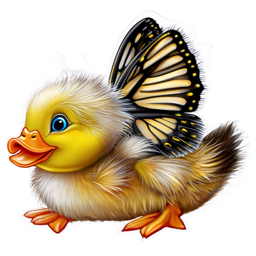 Duckling With Butterfly Png Cyg PNG