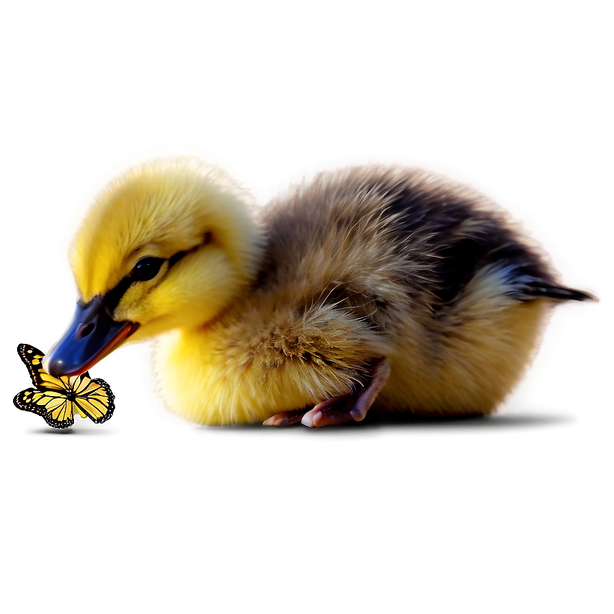 Download Duckling With Butterfly Png Obg | Wallpapers.com