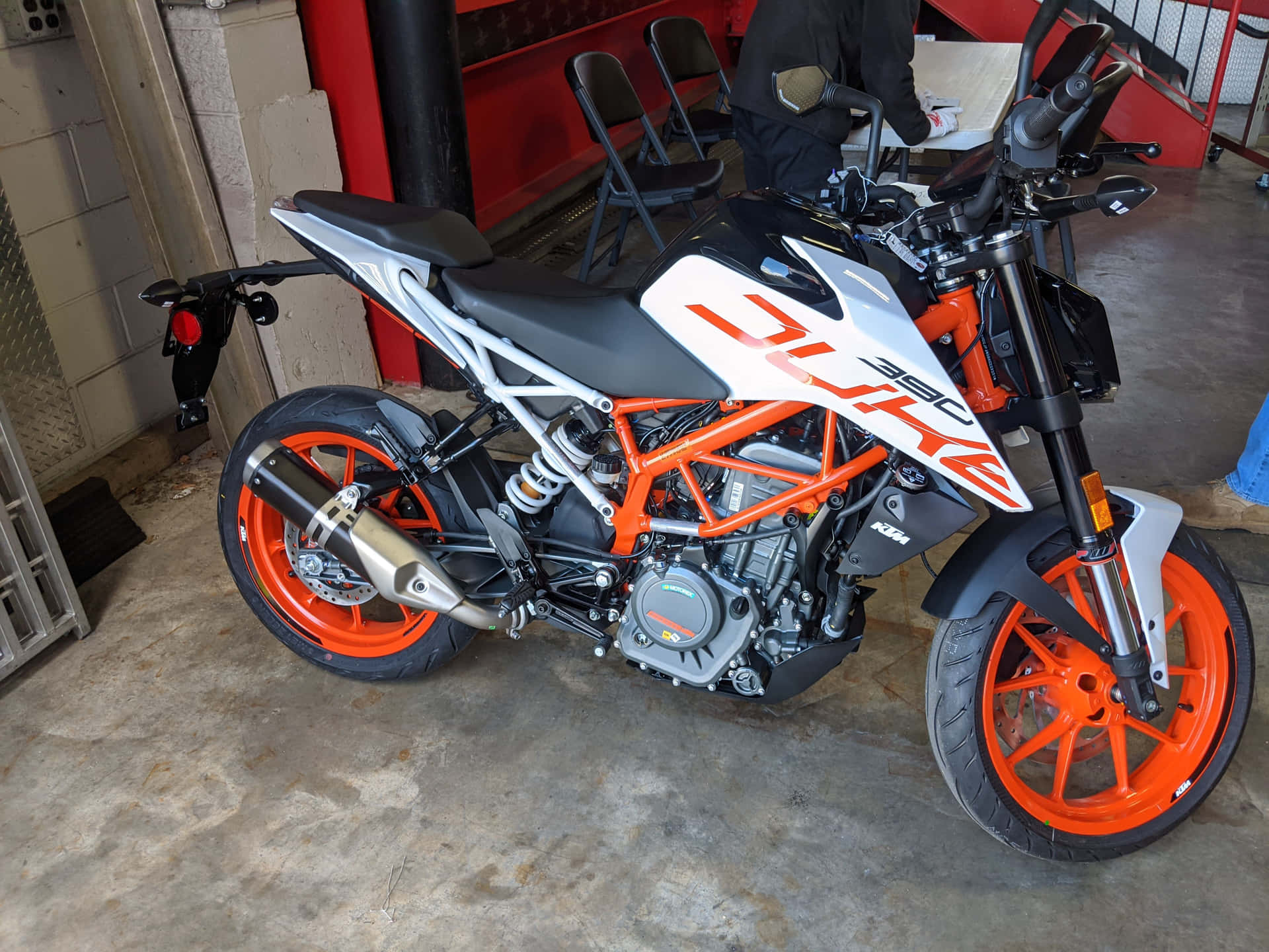 Ktm Duke 390 Motorbike Parked In Garage Picture