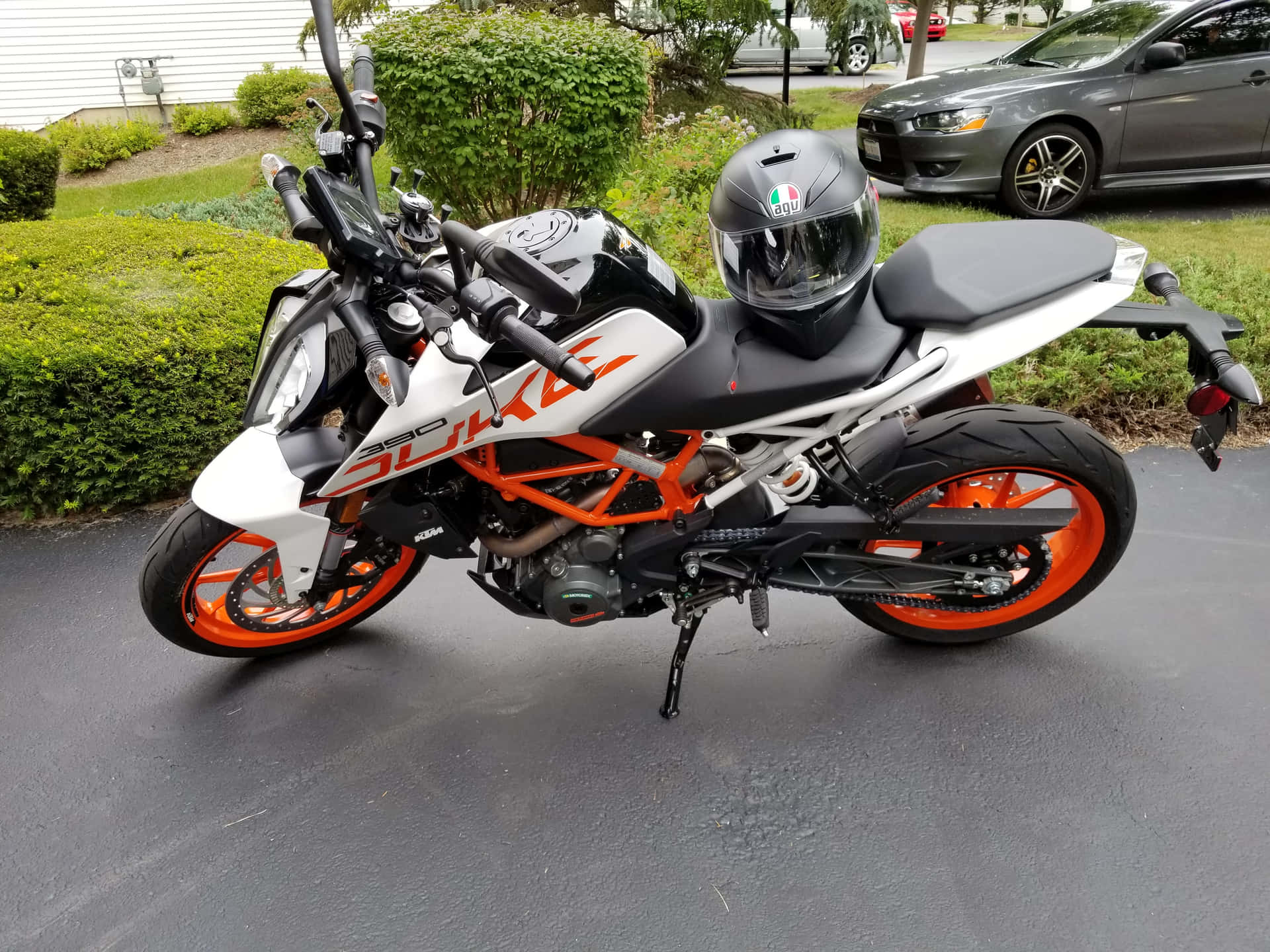 Ktm Duke 390 Motorcycle With Helmet Picture