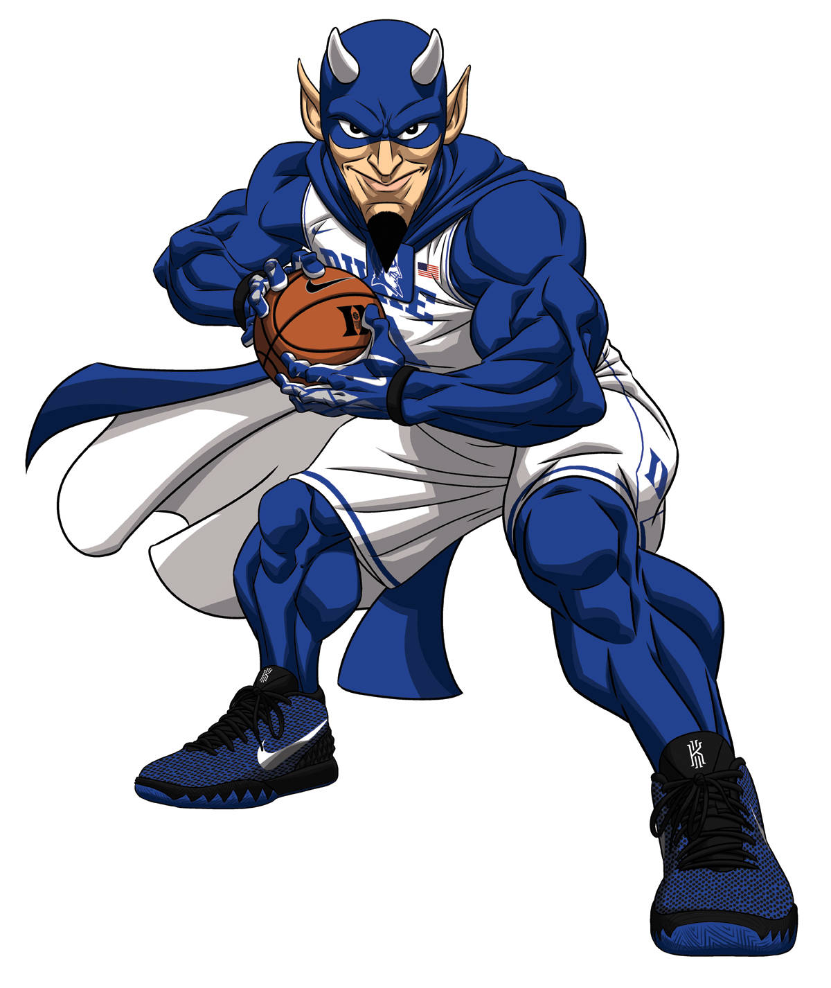 Fierce and Determined Duke Blue Devils Basketball Character Ready for Action Wallpaper