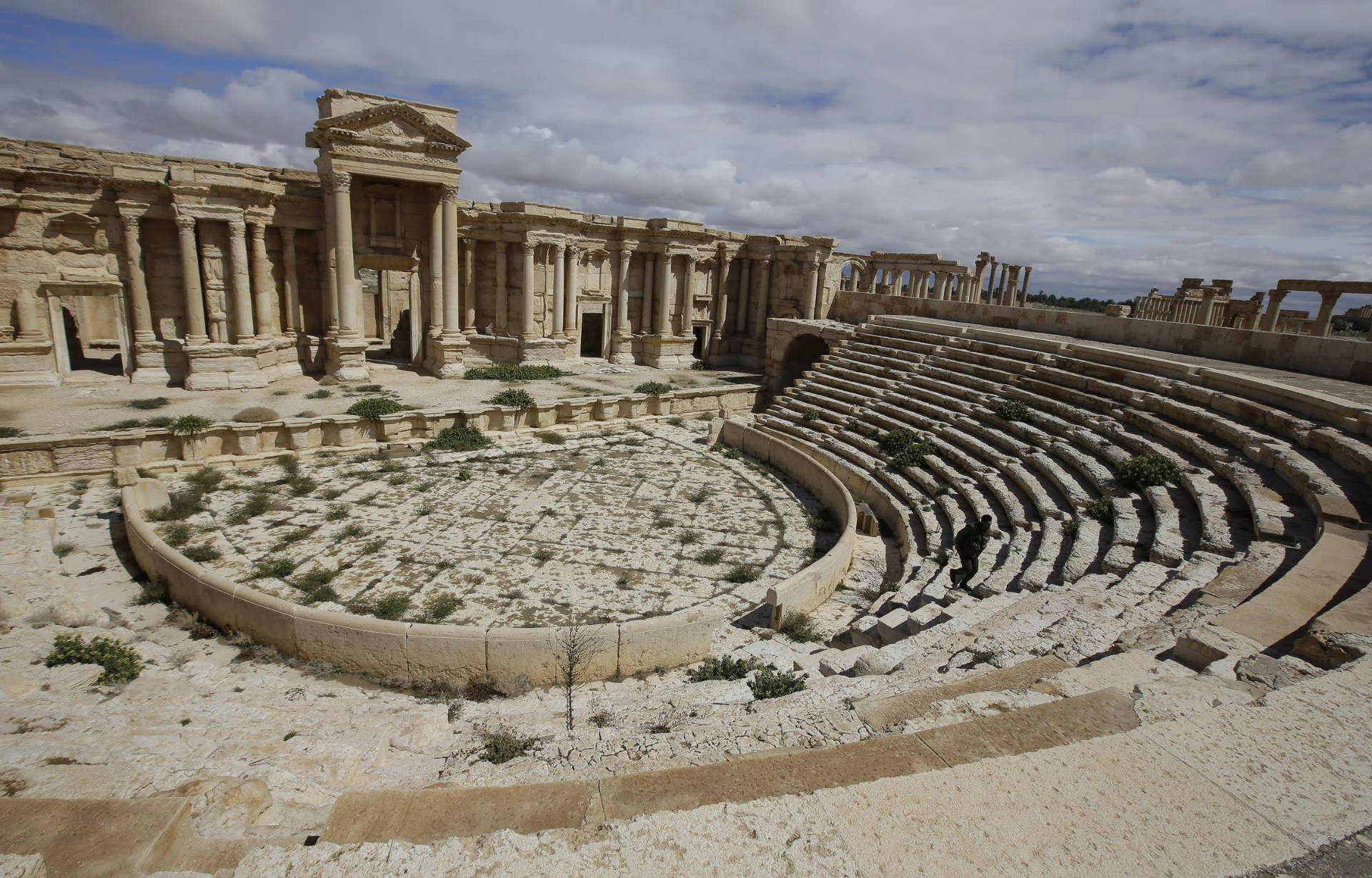 Dull Photo Of Teatro Romano De Palmyra Wallpaper