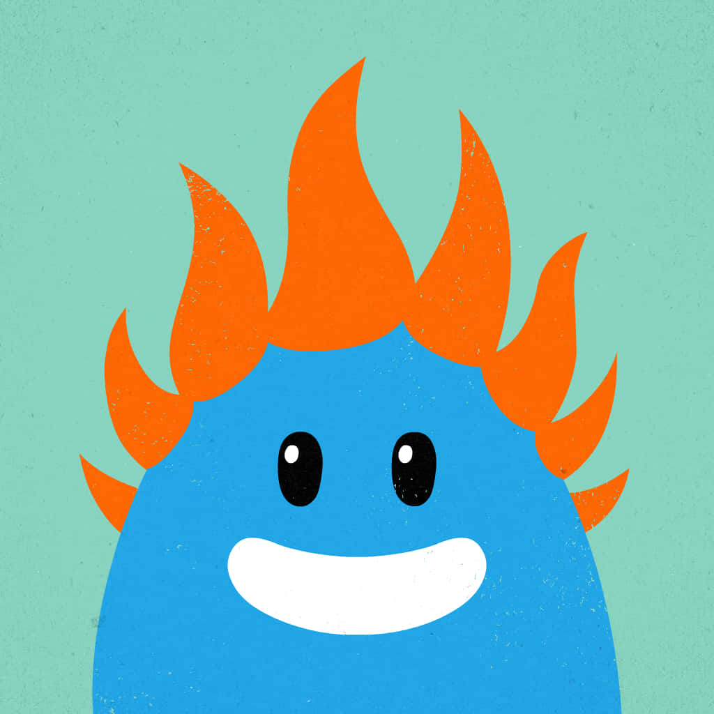A Blue Cartoon Character With Orange Hair
