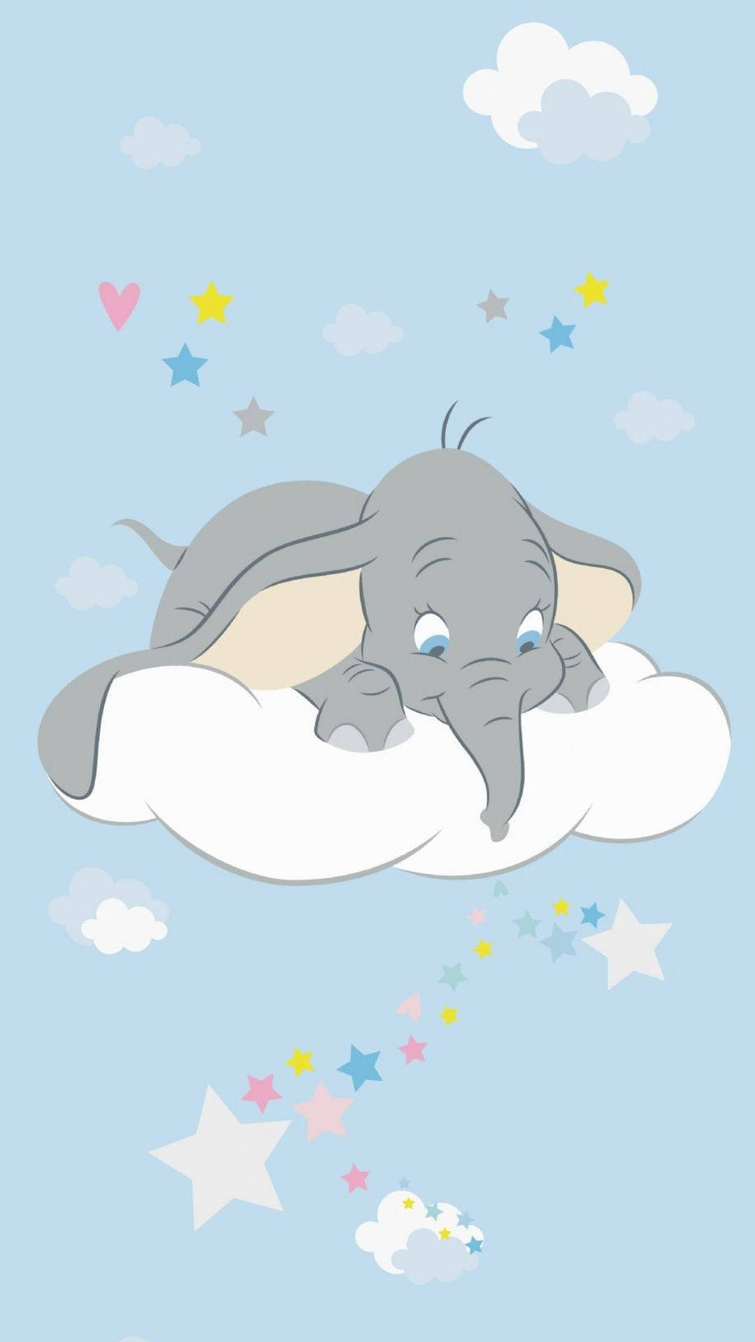Dumbo On A Cloud Background