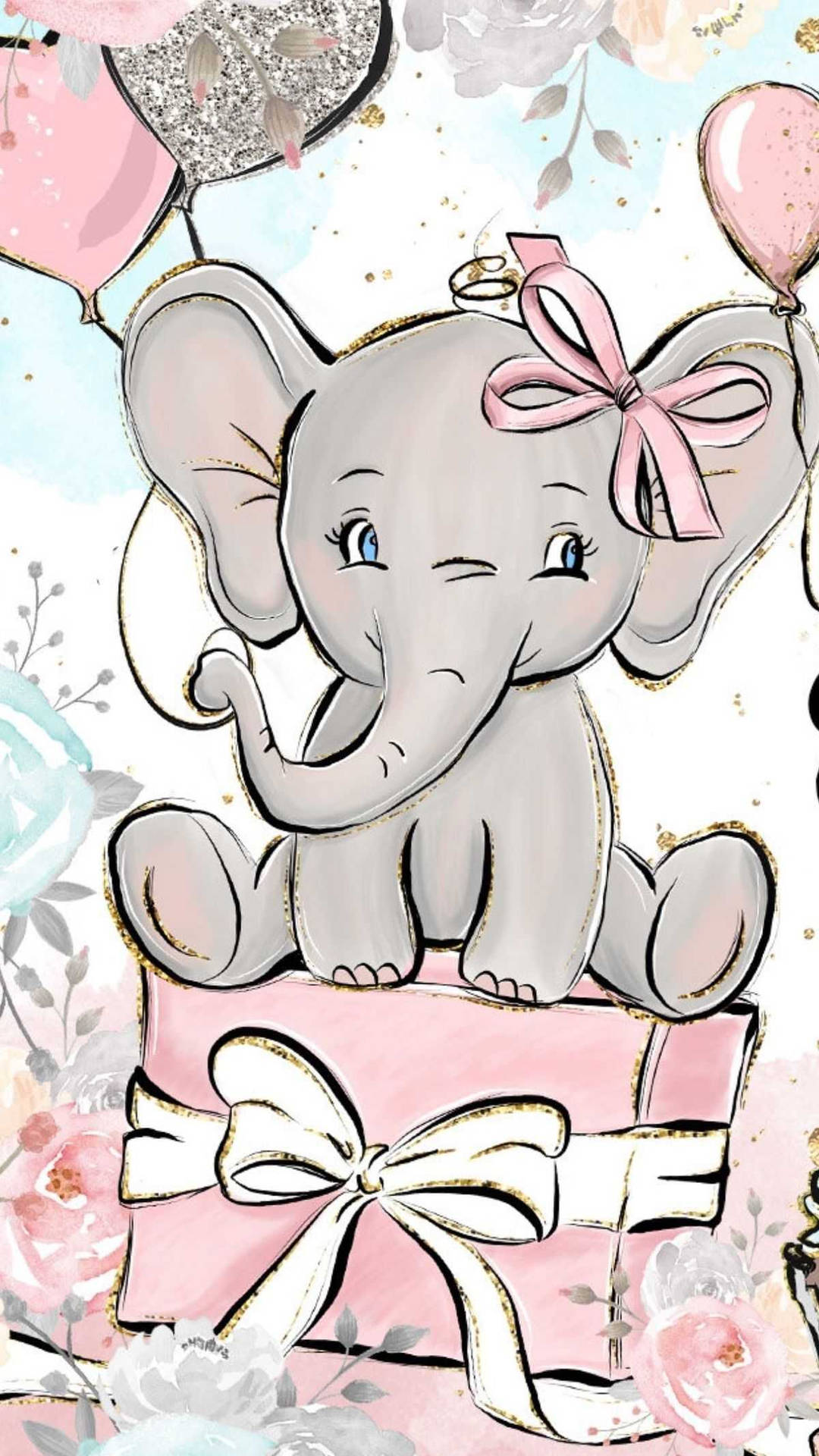 Dumbo On A Gift Background