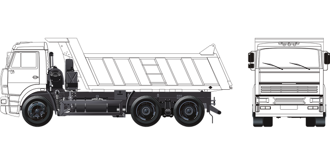 Dump Truck Sideand Front View PNG