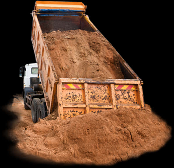 Dump Truck Unloading Sand PNG
