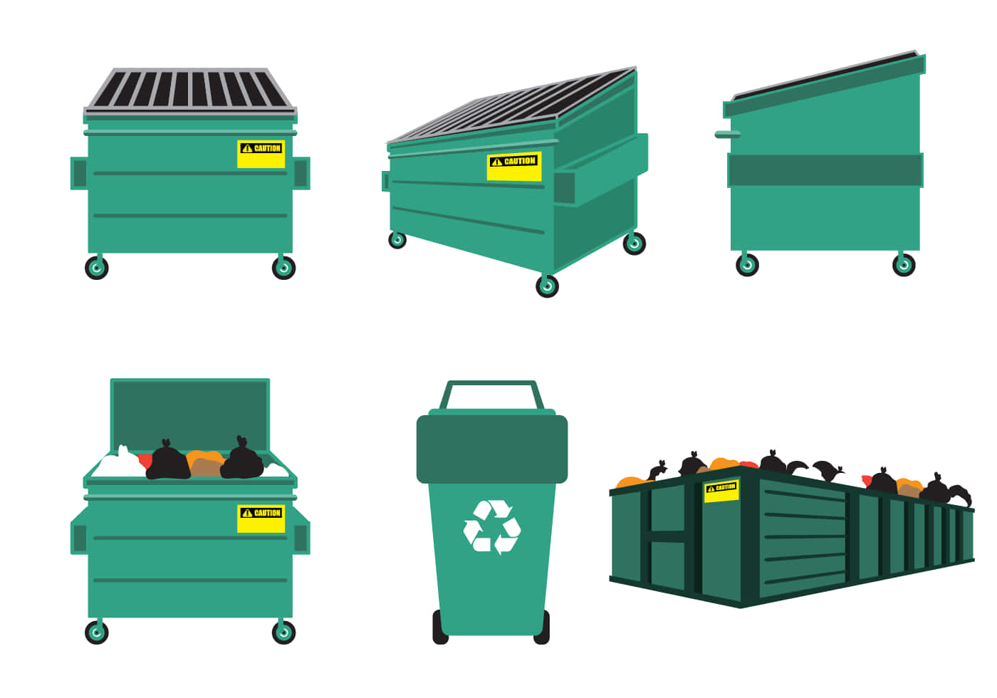 Waste Bins And Containers Vector