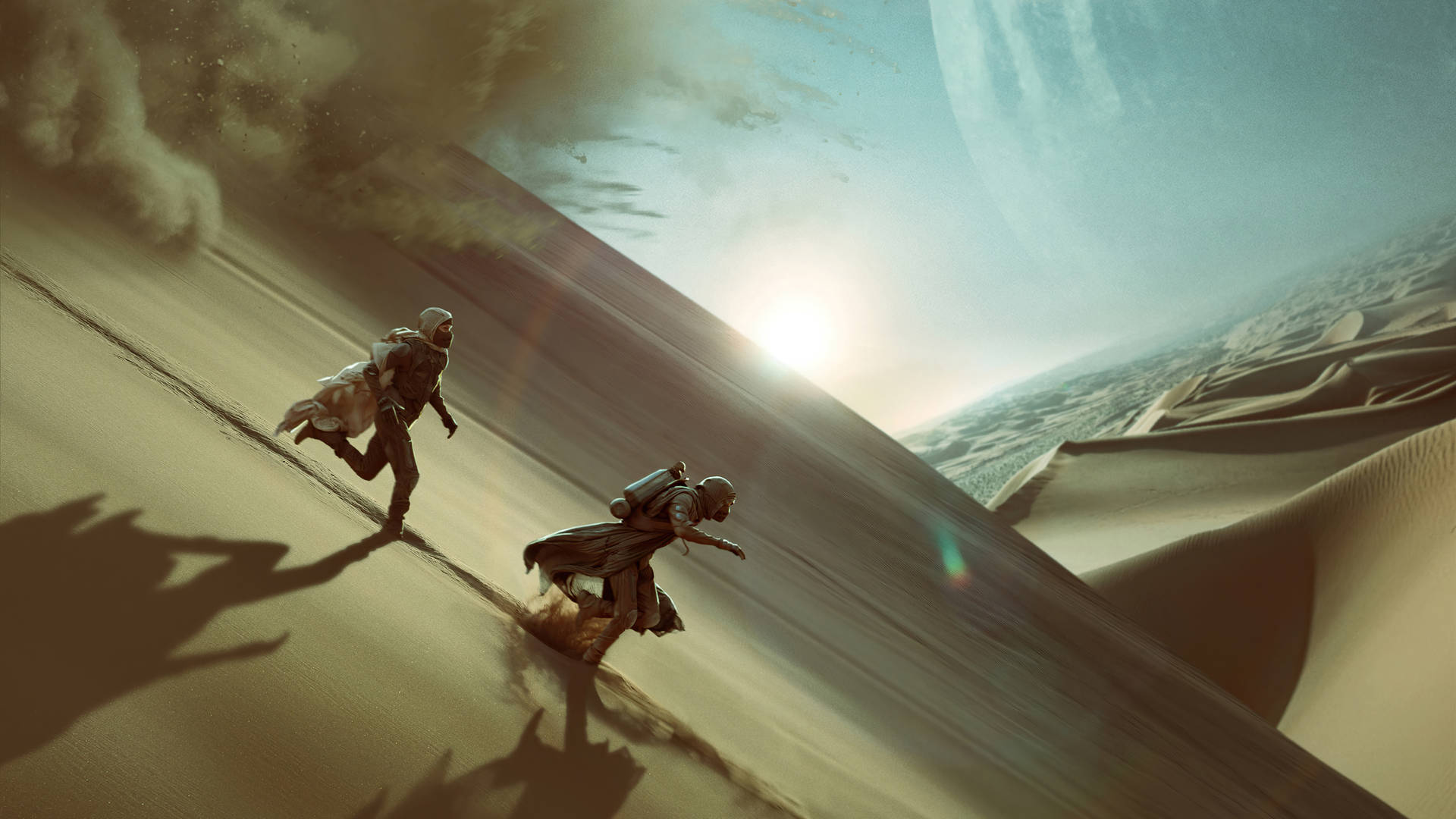 Dune 2021 Running From Sandworm Wallpaper