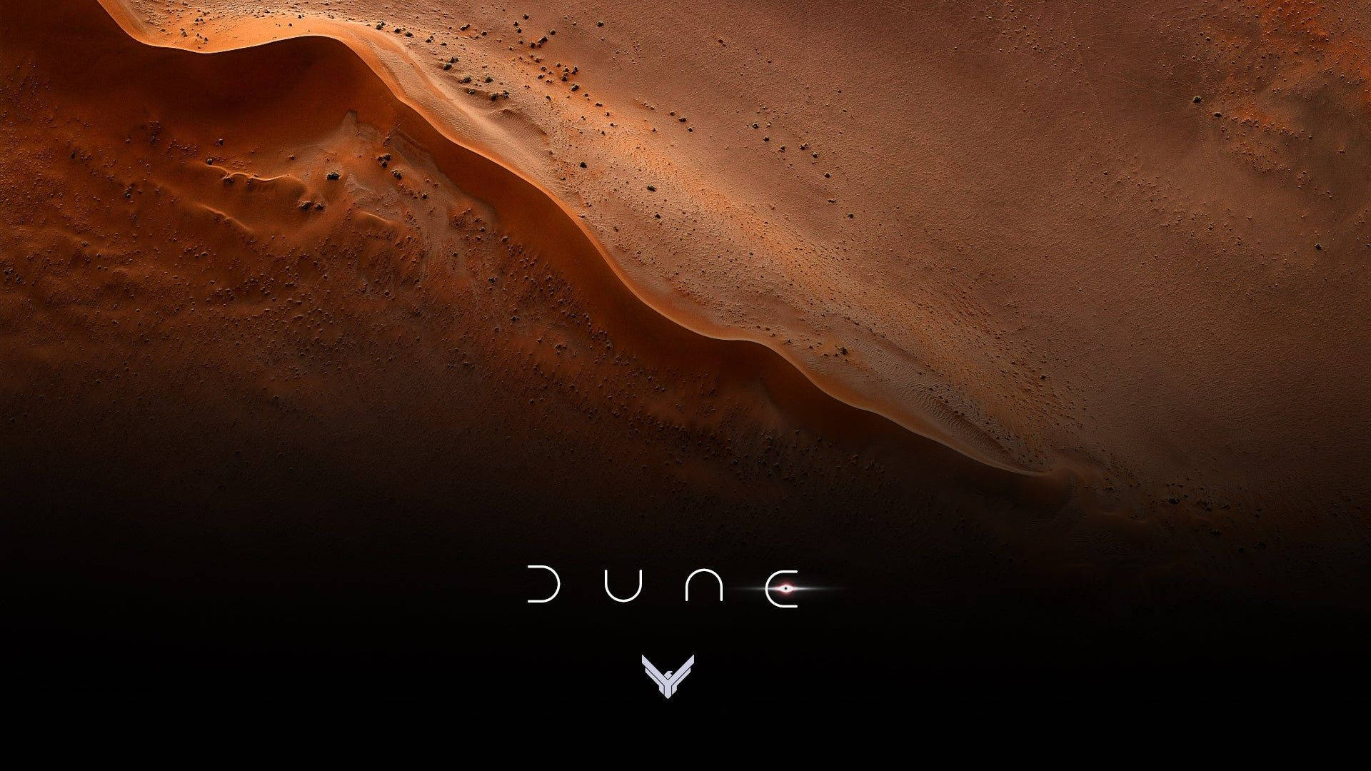 Dune - A Desert With A Red And White Background Wallpaper
