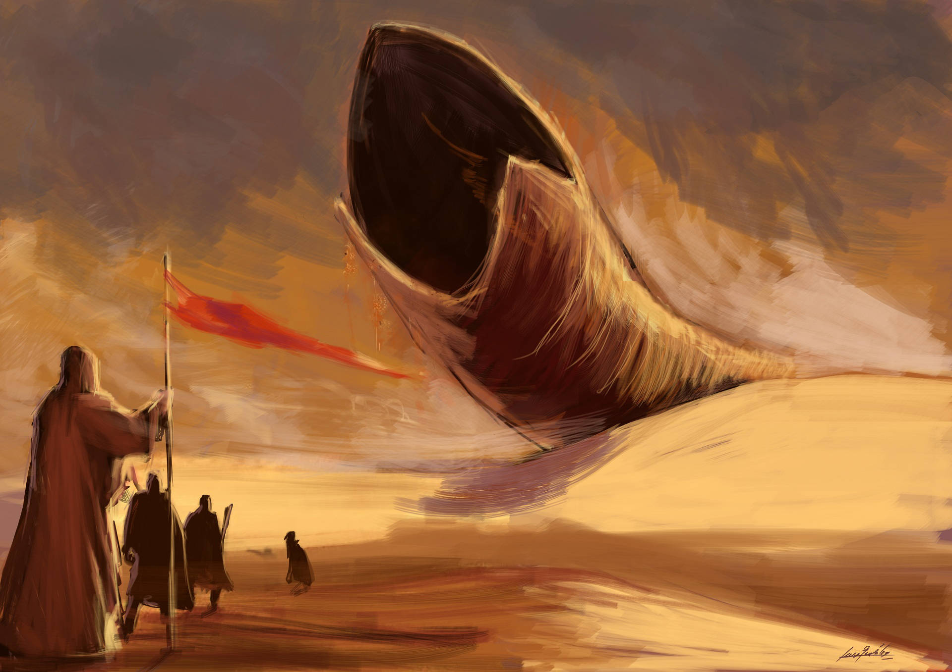 Download Dune Sandworm Painting Wallpaper 