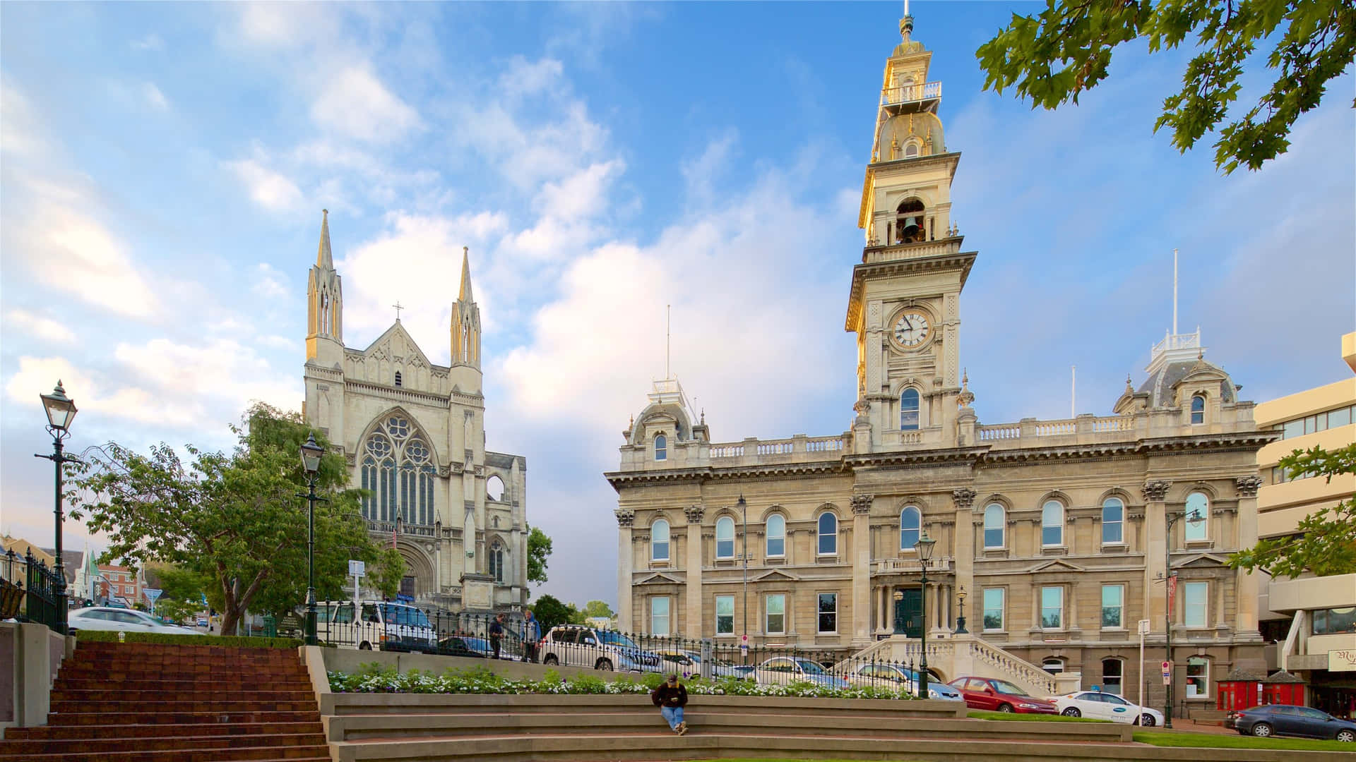 Dunedin Town Halland Cathedral New Zealand Wallpaper